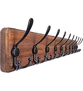 SKOLOO Rustic Large Coat Rack Wall Mount: 38.3'' Long Coat Rack for Wall, Wood Hook, Farmhouse Co...