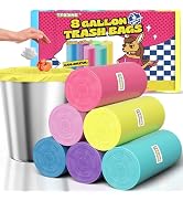 T.FORING 8 Gallon Trash Bags Colored - 150 Count Medium Garbage Bags Unscented, 30 Liter Thick Tr...
