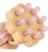 ideayard Scalp Massager,Head Scalp Comb,Rose Quartz Tooth-Wooden Comb for Head Stress Relax Massa...
