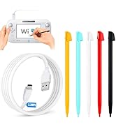 slpreake 5Pcs Stylus Pen and USB Charging Cable for Wii U Gamepad, 3.28Ft USB Charging Cord for W...