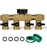 DTRK 4 Way Hose Splitter with Rotating Arms,Heavy Duty Brass Hose Connector,Solid Hose Bib Splitt...