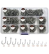 AMHDV 300Pcs/ 500Pcs/ 1000Pcs Small Fishing Hooks, 10 Different Sizes Tiny Fish Hook Set for Fres...