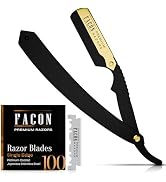 Facón Straight Razors for Men - Professional Barber Straight Edge Razor Kit with 100 Blades, Clas...
