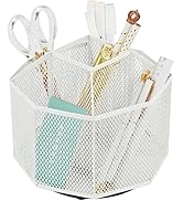 Annova Mesh Desk Organizer Rotate with 5 Compartments Spinning Tidy Candy/Pen Holder Office, Art ...