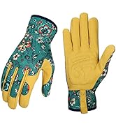Bamllum Leather Gardening Gloves for Women - Working Gloves for Weeding, Digging, Planting, Rakin...