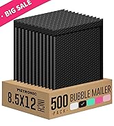 Metronic Bubble Mailers 8.5x12 500 Pack Black Bubble Mailers Waterproof Thick Padded Envelopes Ma...