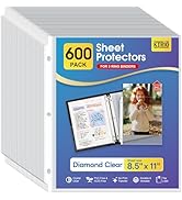 KTRIO 600 Pack Sheet Protectors for 3 Ring Binder, Clear Page Protector 8.5 x 11 inch, Plastic Sl...