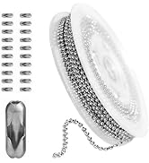 33ft Silver Ball Chain 2.4mm Pull Chain Stainless Steel Ball Bead Chain Necklace with 20 Pieces M...