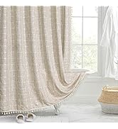 MitoVilla Boho Farmhouse Shower Curtain Set, Modern Boho Shower Curtains for Bathroom Decor, Tan ...