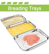 HULISEN Set of 3 Breading Pans, Stainless Steel Breading Set for Marinating Meat, Chicken, Fish, ...