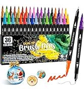 Kebuye Art Markers Pens Brush Tip - 36 Color Dual Brush Pen and Fine Tip Marker for Coloring Draw...
