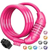 Titanker Bike Lock, Bicycle Lock 4 Feet Cable Lock 1/2 Inch Resettable Bike Lock Combination with...