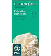 Cleanlogic Sustainable Exfoliating Loofa Pouf, Extra Firm Bath and Shower Exfoliator Puff, Reusab...