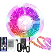 12v Led Light Strip, WOWOONE Led Strip Light with 44 Keys Remote and Power Supply, 16.4ft 5050 RG...
