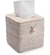 Tissue Box Cover, Square Tissue Box Holder with Lid, Handwoven Facial Tissue Holder for Bathroom,...