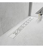 Elefloom Linear Shower Drain, Shower Drain 48 inch with Bar Pattern Grate, Durable AISI 304 Stain...