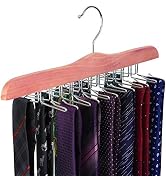TOPIA HANGER American Red Cedar Wooden Tie Racks for Closet, 24 Tie Hangers Organizer, High-Grade...