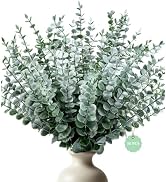 50 Pcs Eucalyptus Stems Artificial Eucalyptus Leaves,Fake Eucalyptus Plants | Real Touch Faux Gre...