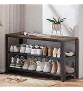 Apicizon Shoe Bench, 3-Tier 35.5 Inches Shoe Rack for Entryway with Long Seat and Metal Shelves f...