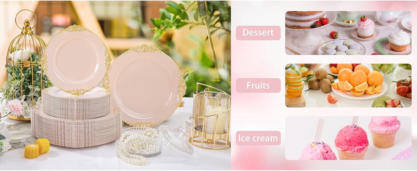 pink plastic plates