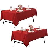ZarzaaSik 2-Pack 60x102 inch Red Table Cloths, Solid Stain and Wrinkle Resistant Oblong Tableclot...