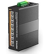 MokerLink 8 Port PoE Gigabit Industrial DIN-Rail Ethernet Switch, 96W PoE+ Power, 16Gbps Switchin...