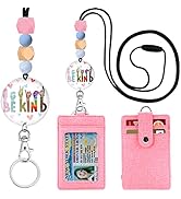 Cute Lanyard Wallet, Be Kind ID Badge Holder with Lanyard, Rainbow Lanyards for Id Badges and Key...