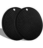 2 Pcs Round Silicone Trivets Pot Holder Mats, Extra Thick Silicone Trivets Heat Resistant hot Pad...