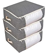 Qozary 3 Pack Large Storage Bags for Comforters, Blankets, Clothes, Quilts and Towels, Better and...