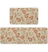 Artoid Mode Pumpkins Fall Kitchen Mats Set of 2, Autumn Maple Leaves Home Decor Low-Profile Kitch...