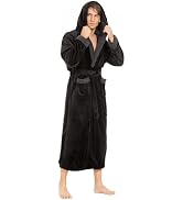 iniber Mens Hooded Robe, Soft Lightweight Plush Robes for Men, Warm Long Fleece Men's Bathrobe wi...