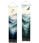 NYZE 2 Pack Vertical Wall Tapestry with Tassels, Vintage Boho Long Hanging Tapestries for Bedroom...