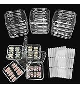 12pcs Press on Nail Storage Box with 60 Pcs Adhesive Double Sided Tape Acrylic Nail Display Box A...