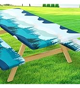 Moosfor Picnic Table Cover with Bench Covers, Elastic Fitted Spandex Tablecloths for 6 Foot Recta...