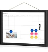 Dry Erase Calendar Whiteboard for Wall, WALGLASS 16" X 12" Small Monthly Calendar White Board wit...