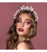 YAEISM Star Halo Crown Silver Rhinestone Stars Headband Shinny Goddess Crowns Holiday Birthday Ch...
