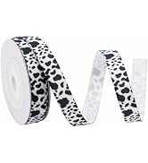 20 Yards 1 cm Animal Print Grosgrain Ribbon Cow Craft White Black Ribbon Fabric Gift Wrapping for...
