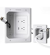 Perlegear Cord Hider for Wall Mount TV with AC Outlets, USB-A and USB-C Ports, in-Wall Cable Mana...
