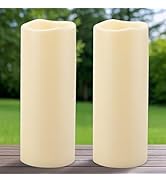 Yakpo 4" x 10" Large Waterproof Outdoor LED Candles with Timer, Battery Operated Outdoor Flameles...