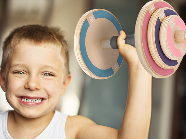 Kids Wooden Workout Play Weights