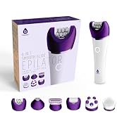 Pursonic 6-in-1 Smooth Glide Epilator for Women, Wet & Dry Electric Hair Removal Device with LED ...