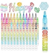 Shimmer Markers Double Line Outline Markers, 36 Colors Squiggles Shimmer Outline Markers Set, Aes...