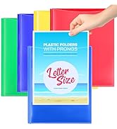 KTRIO Plastic Folders with Clear Front Pocket, 4 Pack Folders with Pockets and Prongs, Heavy Duty...