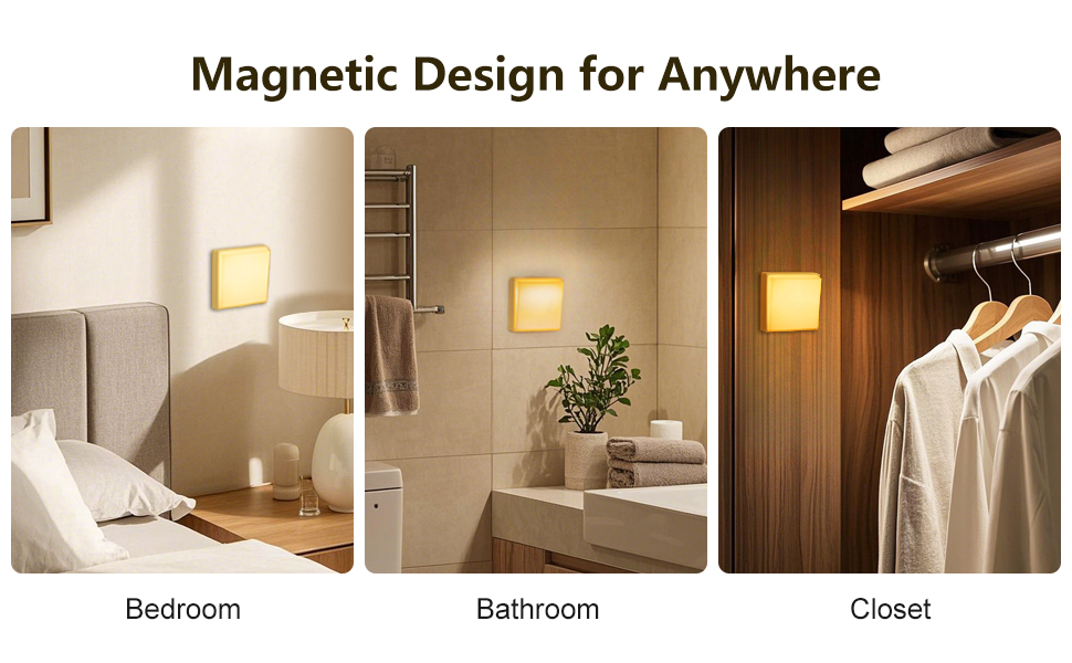Vecoter LED Night Light, Magnetic Nightlight with Rechargeable Battery,Dimmable,30-Minute Timer