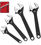 Adjustable Wrench Set Wrenches Sets: 4-Piece 6, 8, 10, 12 Inch Chrome Vanadium Steel Corrosion-Re...