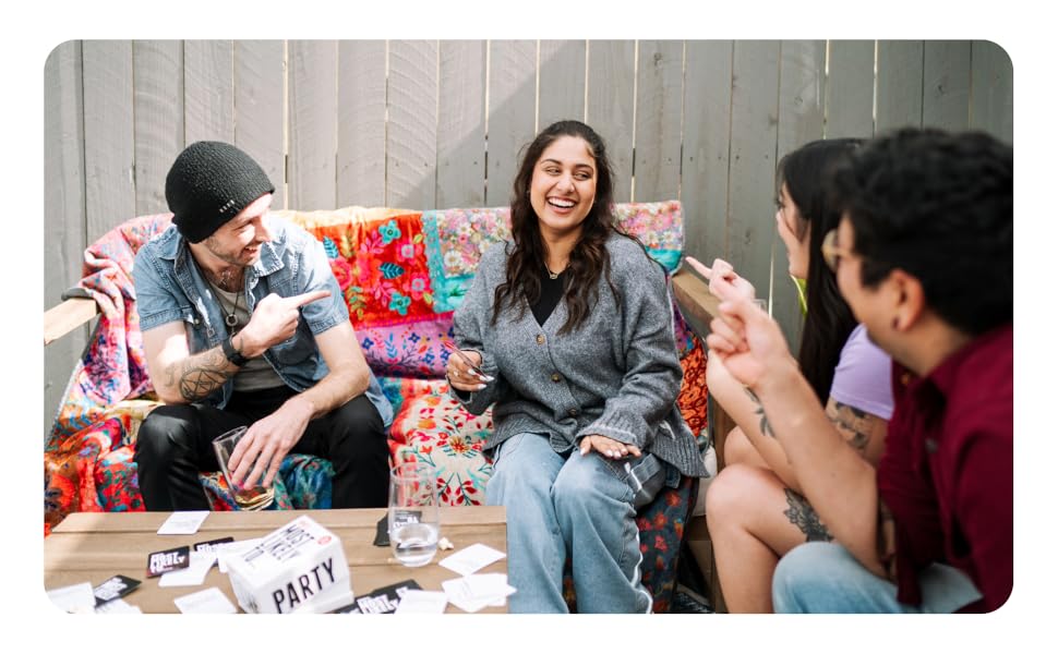 Gameplay image with people picking someone for a card