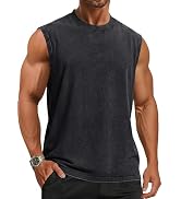 Tank Tops Men Summer Sleeveless Shirts Loose Fit Workout Tops Acid Wash Cotton Tshirts