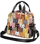 Cat Lunch Box for Boys Girls Cute Insulated Lunch Bag Leakproof Reusable Lunch Tote Bag with Adju...