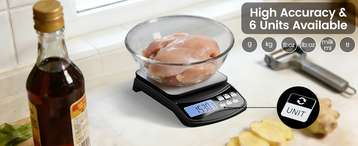 High Accuracy &6 Units Available:g,kg, milk ml,fl:oz,lb:oz,tl