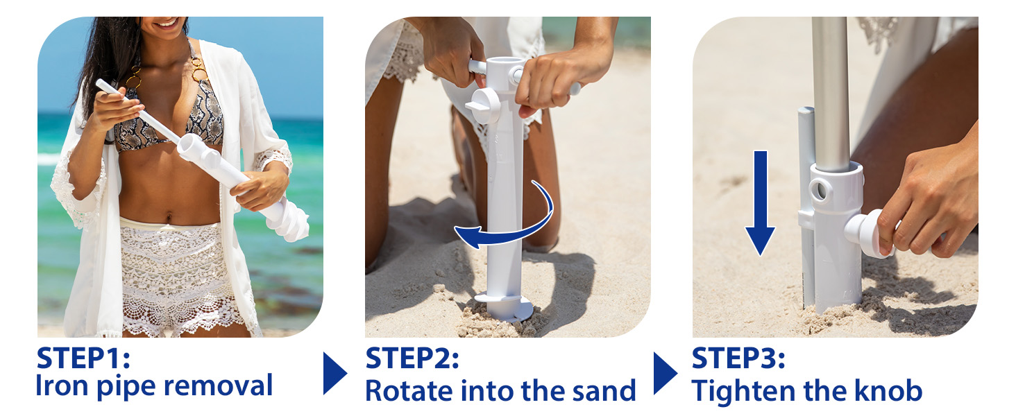 sand anchor drill tighten knob carrying bag beach umbrellas for sand heavy duty wind portable